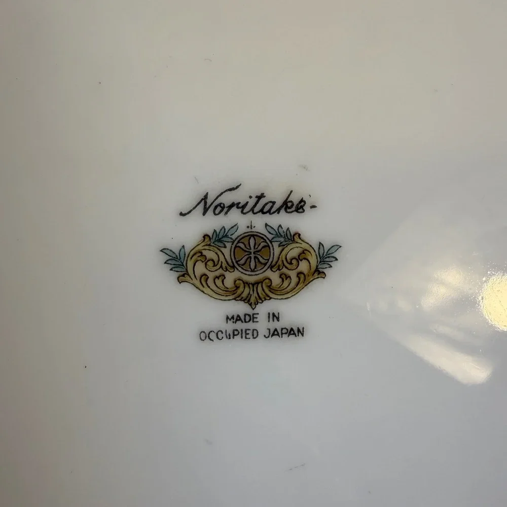 Antique Noritake Mystery‎ Pattern China Plate Occupied Japan Floral Gilded Rim